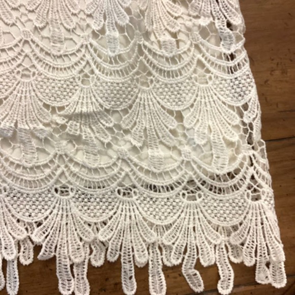 Adiva Scalloped Lace Top Short Sleeve in Ivory 1X - Picture 5 of 8